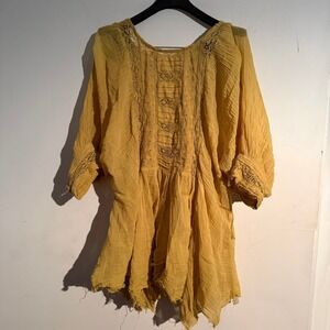 Free People One Finley Tunic Dried Palm Boho Indie Laced Medium